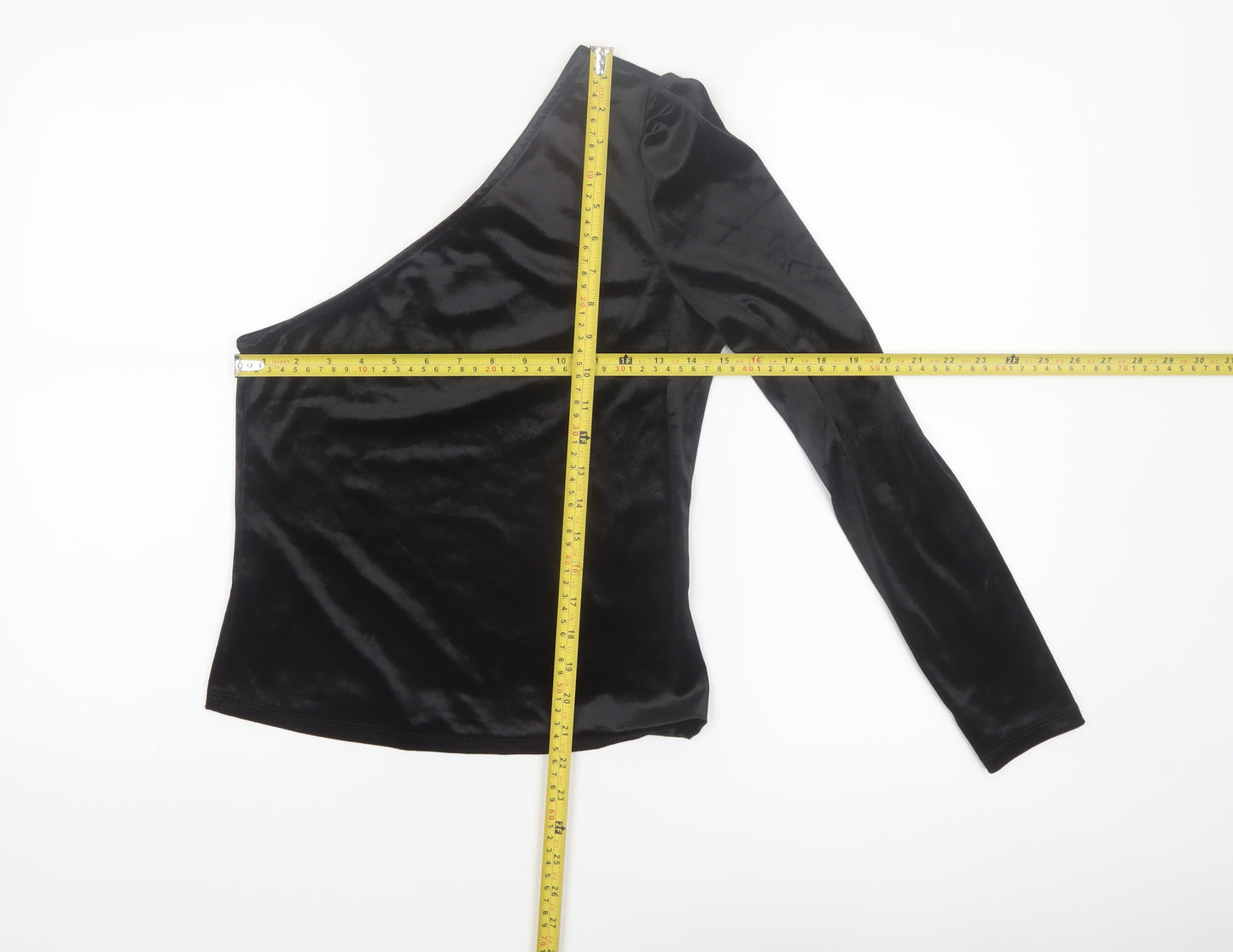 Vero Moda Women’s Black One Shoulder Velvet Long Sleeve Blouse Size S