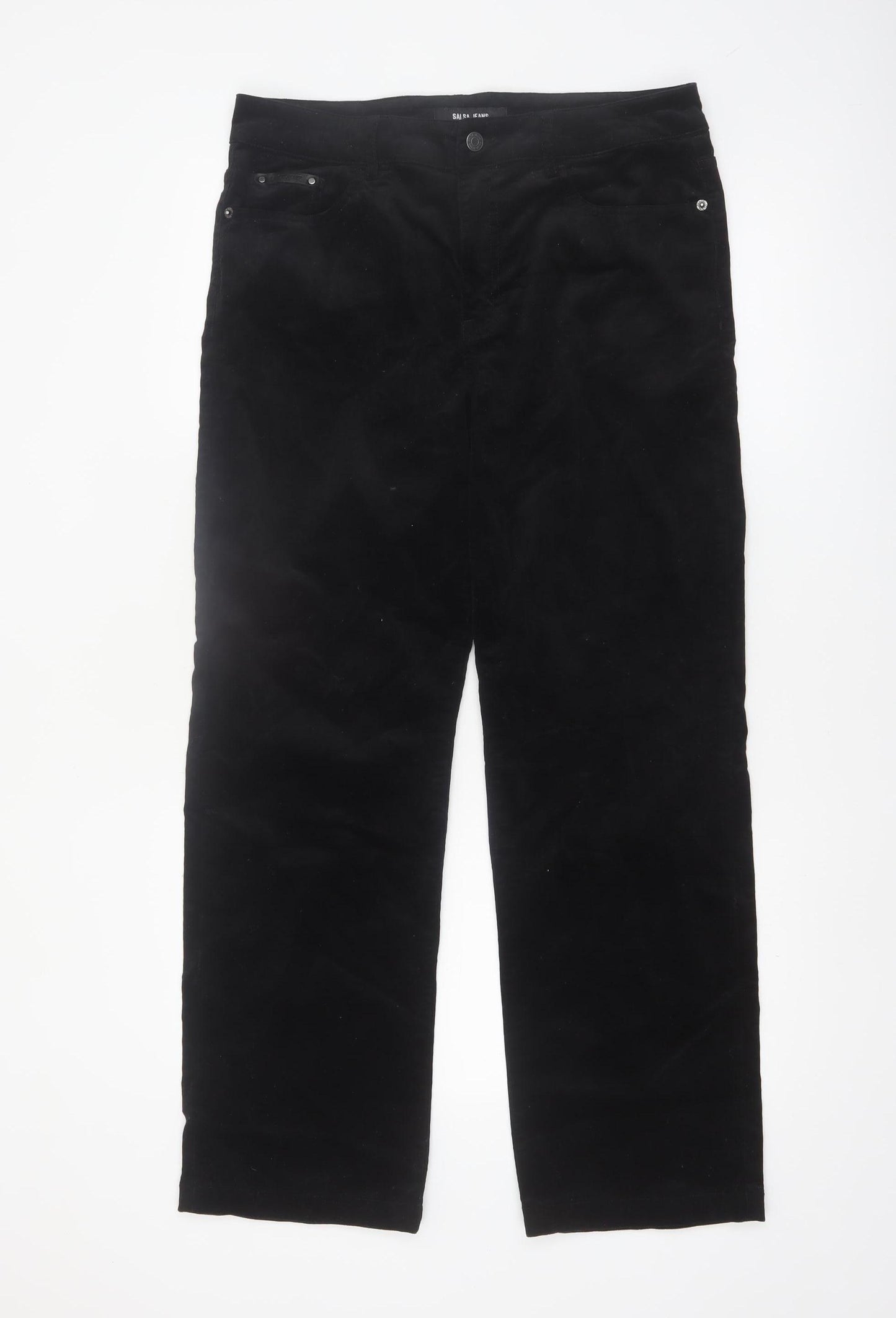 Salsa Jeans Womens Black Corduroy Slim Trousers Size 11 Regular