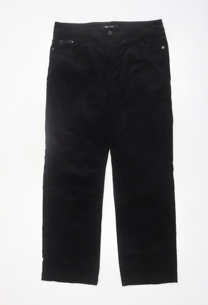 Salsa Jeans Womens Black Corduroy Slim Trousers Size 11 Regular