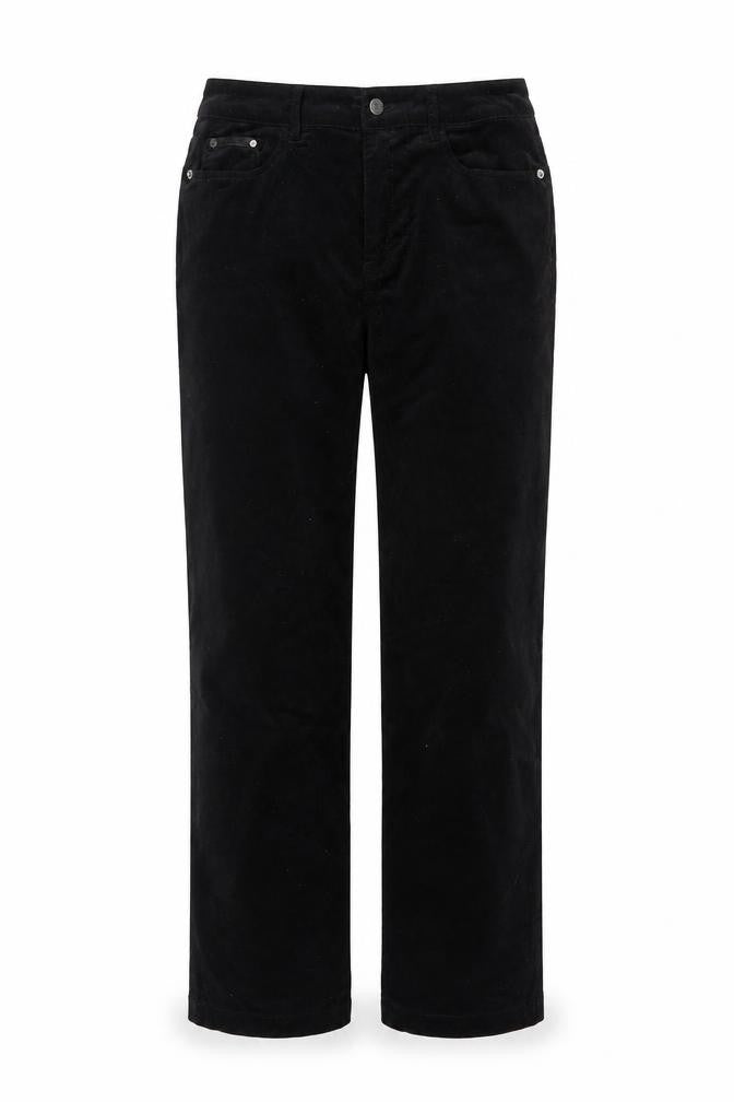 Front view of Salsa Jeans women’s black corduroy slim trousers, size UK 11, regular