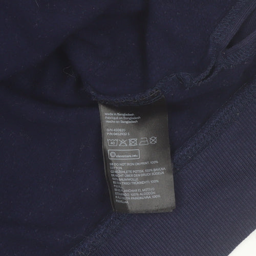 H&M Divided Women's Navy Blue Pullover Sweatshirt Size 12 'Power to the Girls'