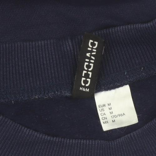 H&M Divided Women's Navy Blue Pullover Sweatshirt Size 12 'Power to the Girls'