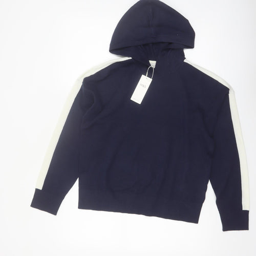 Marks and Spencer Women's Blue Hooded Pullover Knit Jumper M