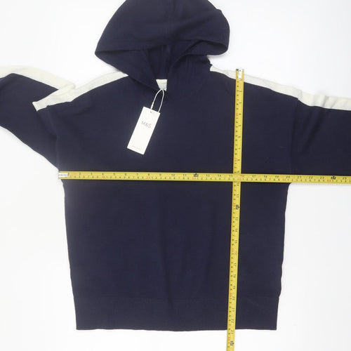 Marks and Spencer Women's Blue Hooded Pullover Knit Jumper M