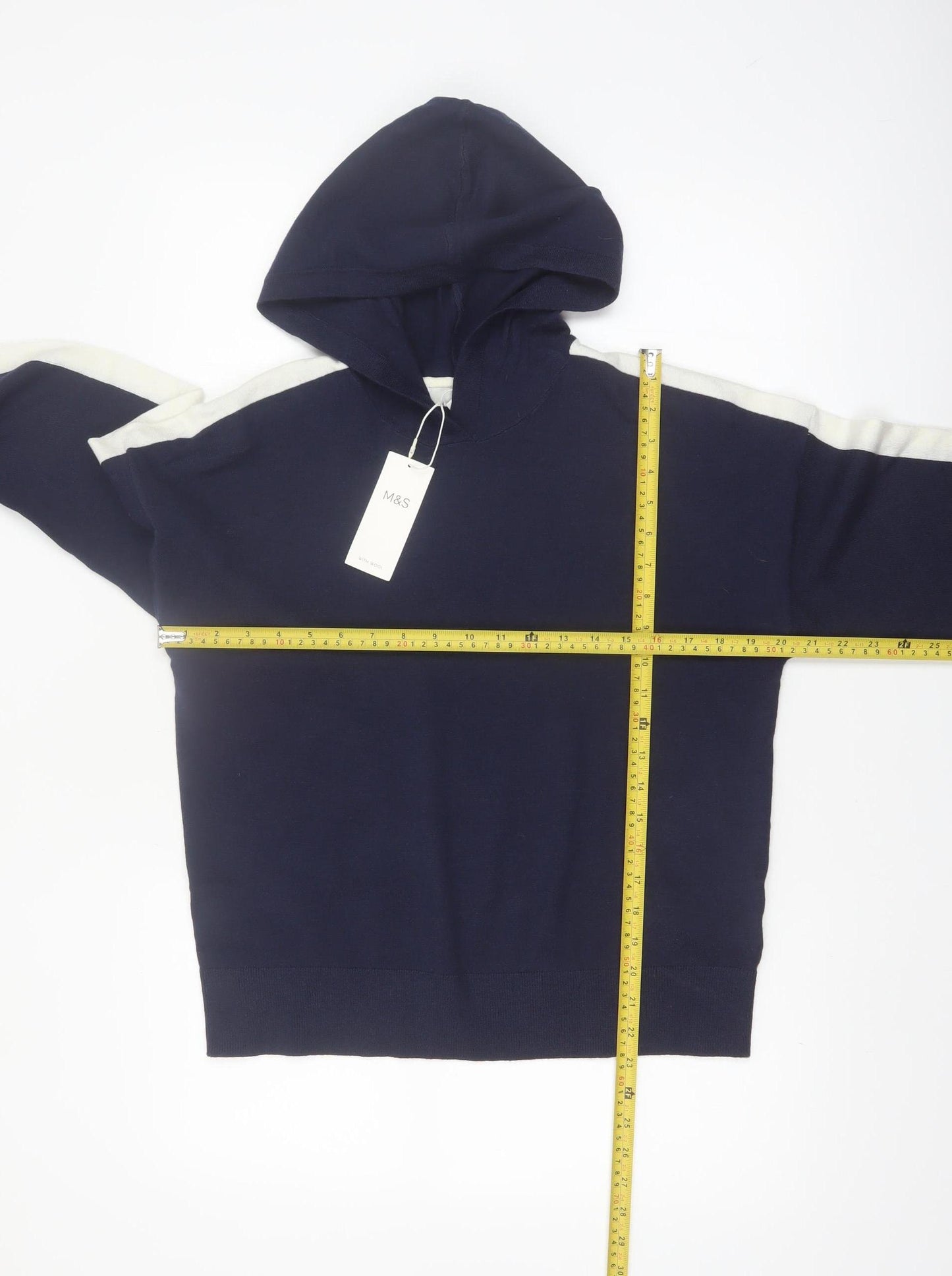 Marks and Spencer Women's Blue Hooded Pullover Knit Jumper M