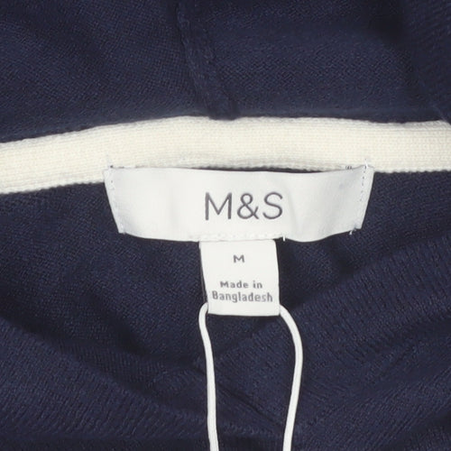 Marks and Spencer Women's Blue Hooded Pullover Knit Jumper M
