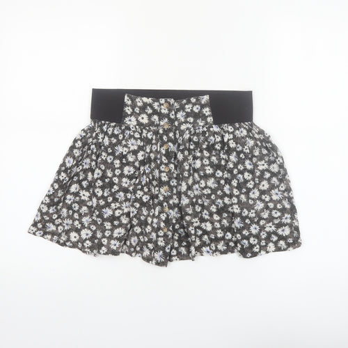 American Eagle Outfitters Women's Black Floral A-Line Mini Skirt Size S