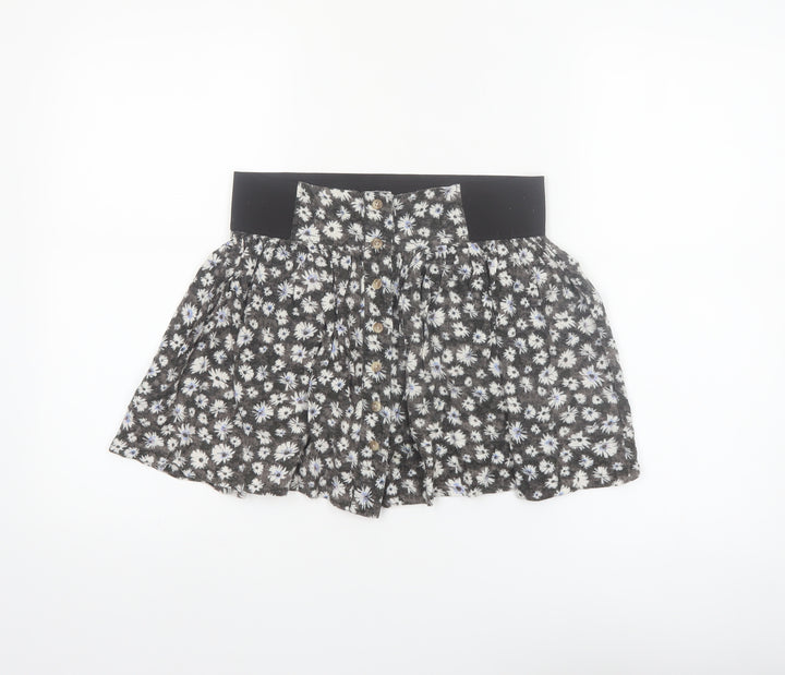 American Eagle Outfitters Women's Black Floral A-Line Mini Skirt Size S