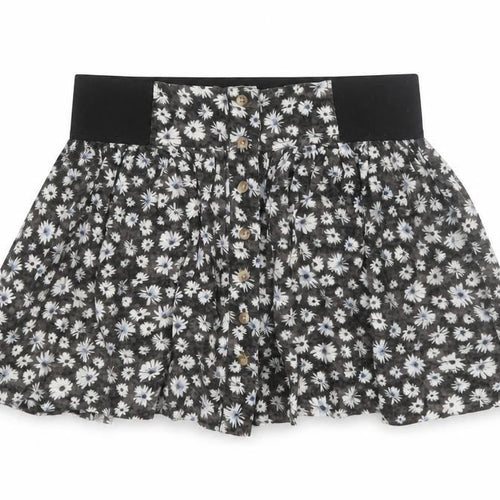 American Eagle Outfitters Women's Black Floral A-Line Mini Skirt Size S
