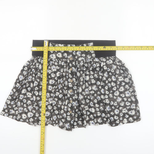 American Eagle Outfitters Women's Black Floral A-Line Mini Skirt Size S