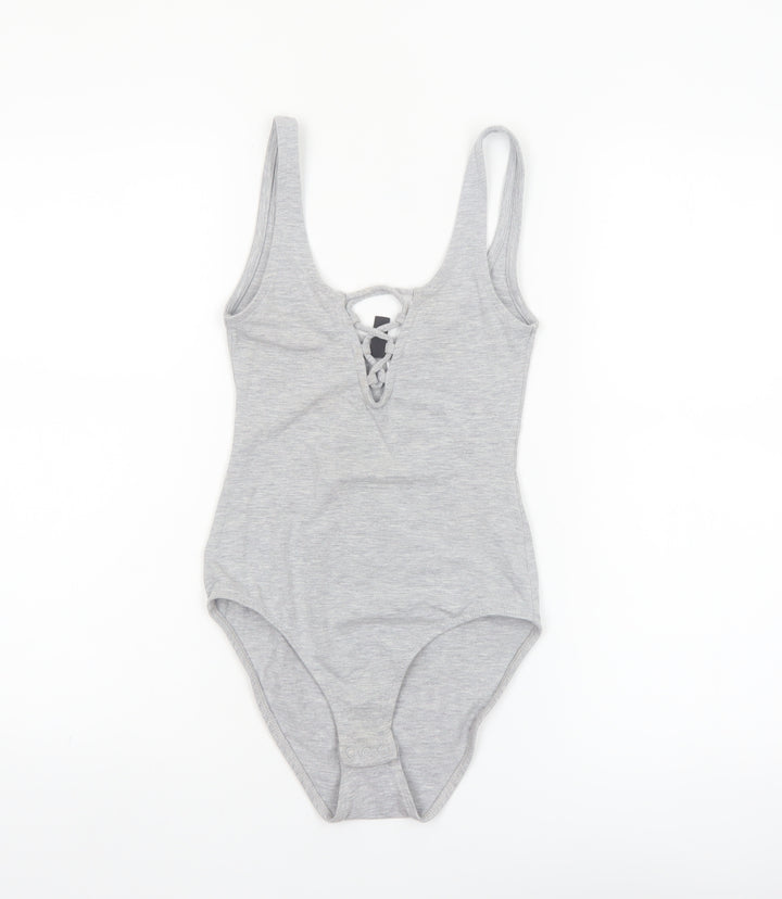 H&M Divided Women's Grey Lace Up Bodysuit XS