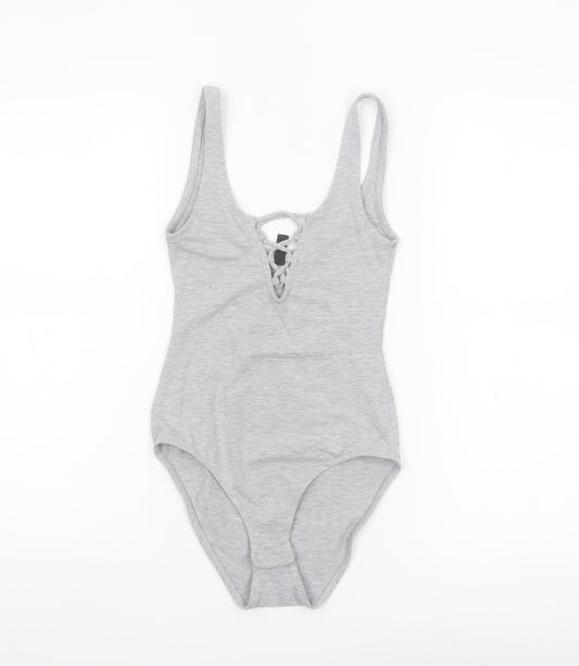 H&M Divided Women's Grey Lace Up Bodysuit XS