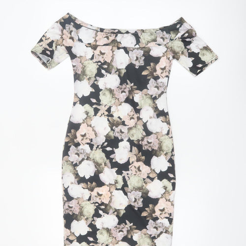 New Look Women's Floral Off Shoulder Bodycon Dress Size 8 Multicoloured