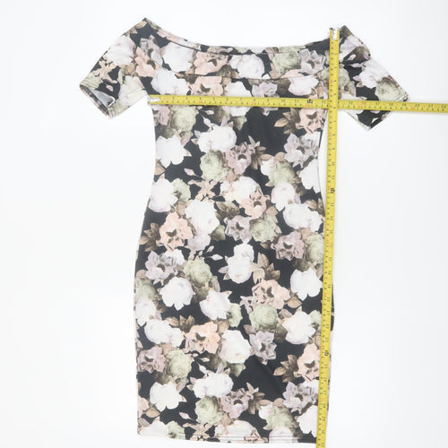 New Look Women's Floral Off Shoulder Bodycon Dress Size 8 Multicoloured