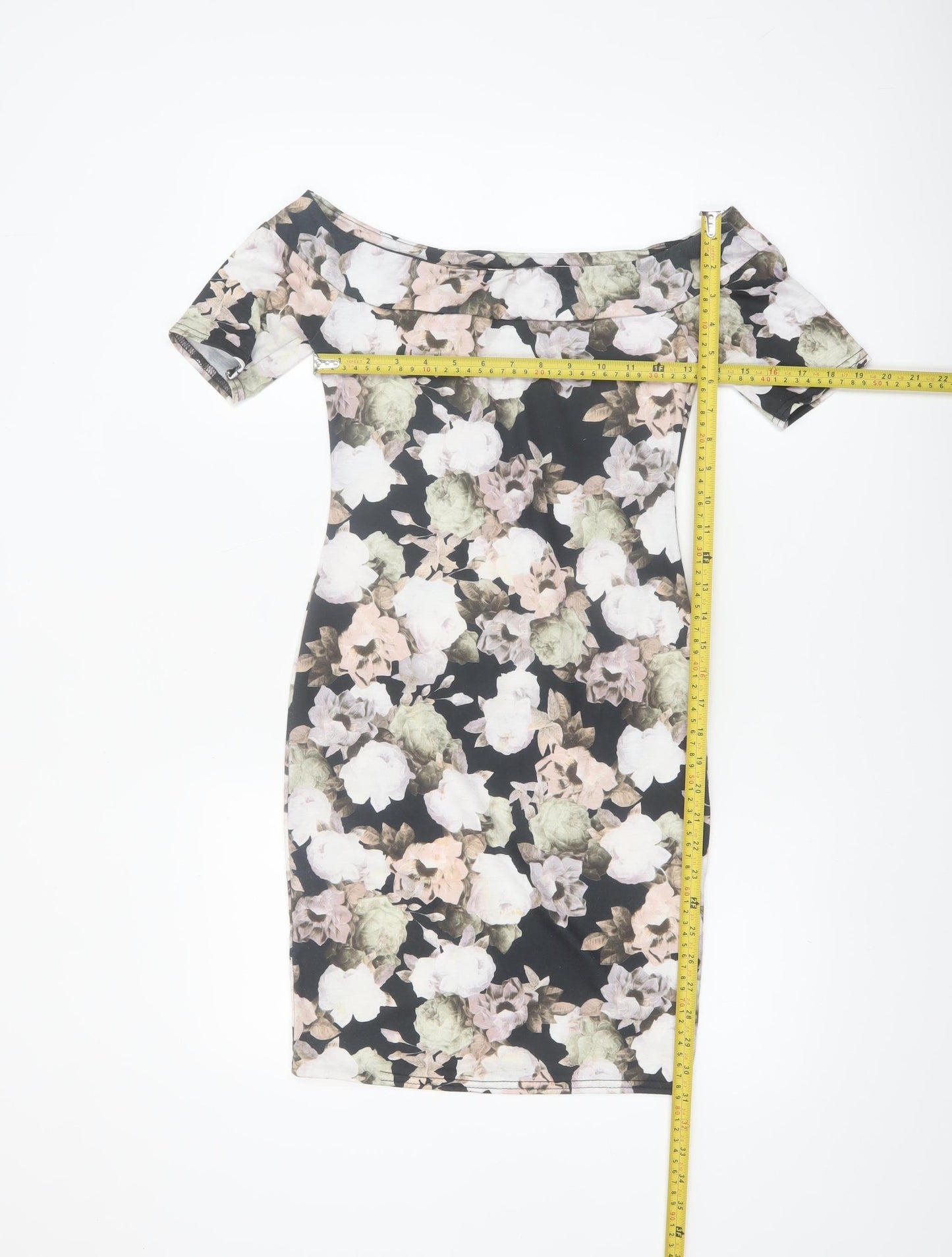 New Look Women's Floral Off Shoulder Bodycon Dress Size 8 Multicoloured
