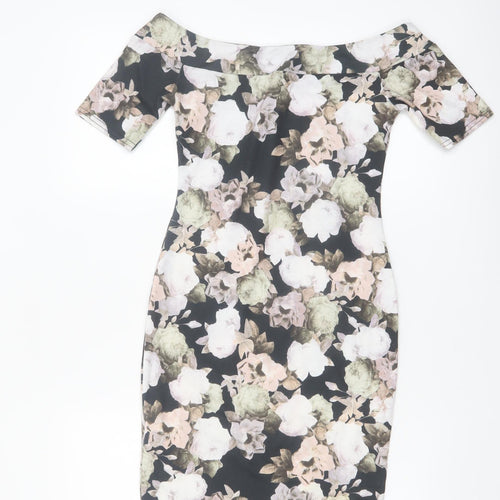 New Look Women's Floral Off Shoulder Bodycon Dress Size 8 Multicoloured