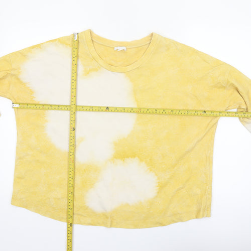 COS Women Yellow Tie-Dye Cotton Long Sleeve Jersey T-Shirt Size 12