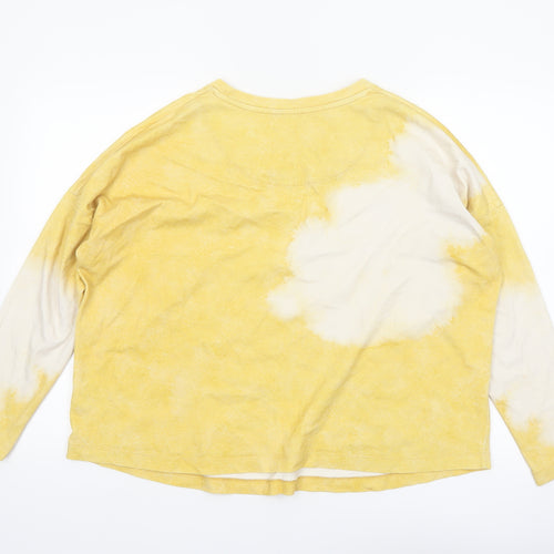 COS Women Yellow Tie-Dye Cotton Long Sleeve Jersey T-Shirt Size 12