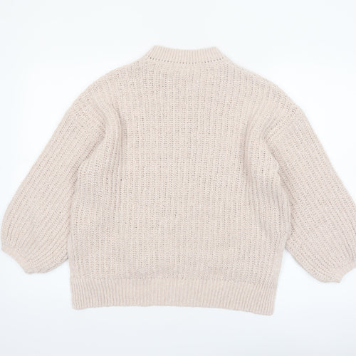 Gallery Women’s Beige Chunky Knit Mock Neck Pullover Jumper Size S