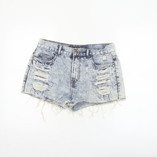 Denim Co. Women's Blue Acid Wash Cut-Off Denim Shorts Size 12