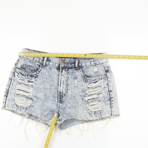 Denim Co. Women's Blue Acid Wash Cut-Off Denim Shorts Size 12