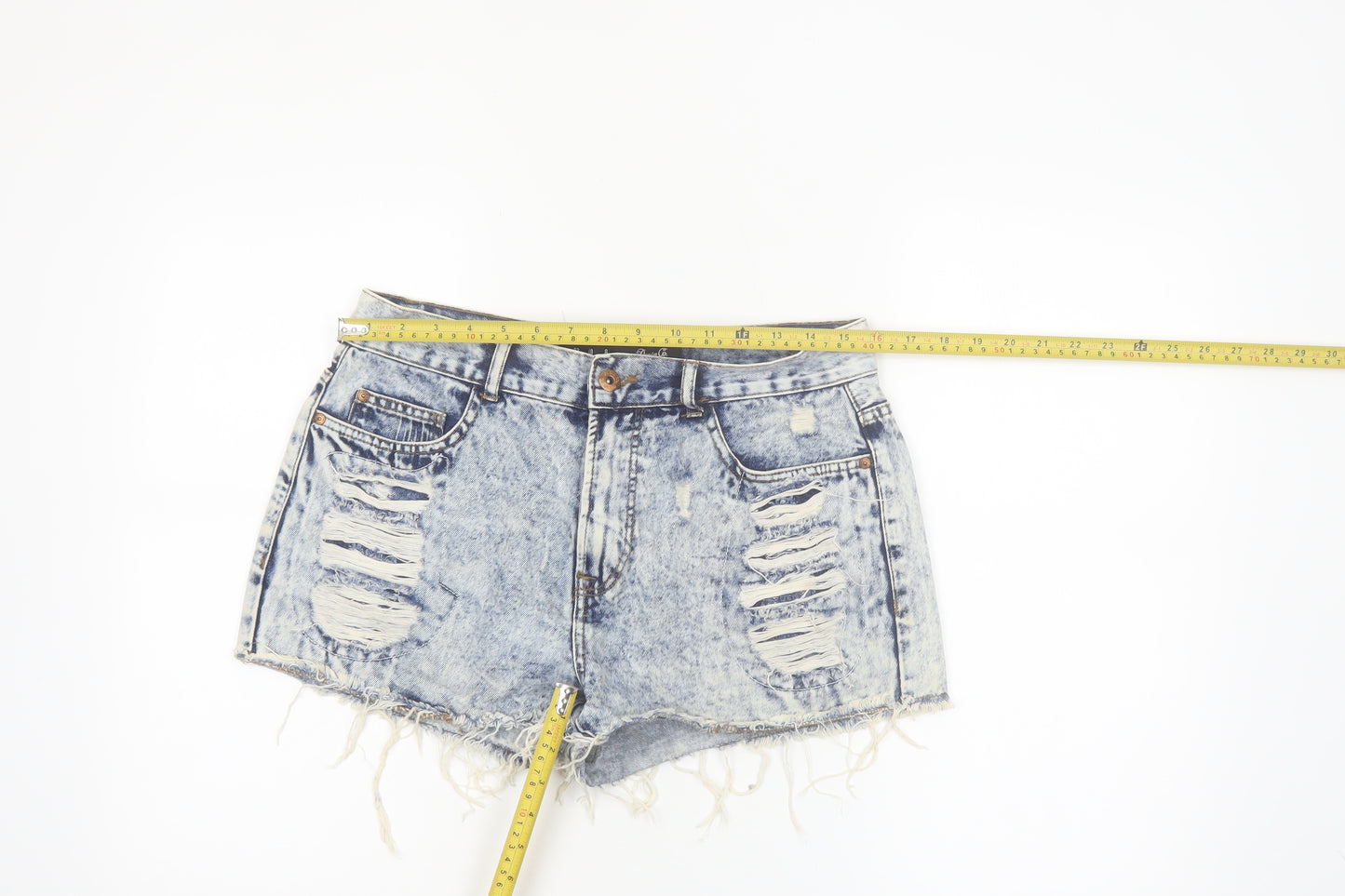 Denim Co. Women's Blue Acid Wash Cut-Off Denim Shorts Size 12