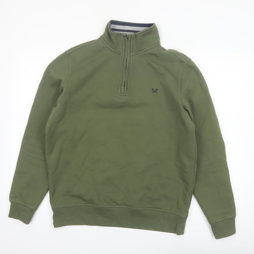 Crew Clothing Company Men's Green 1/4 Zip Sweatshirt M Regular Fit