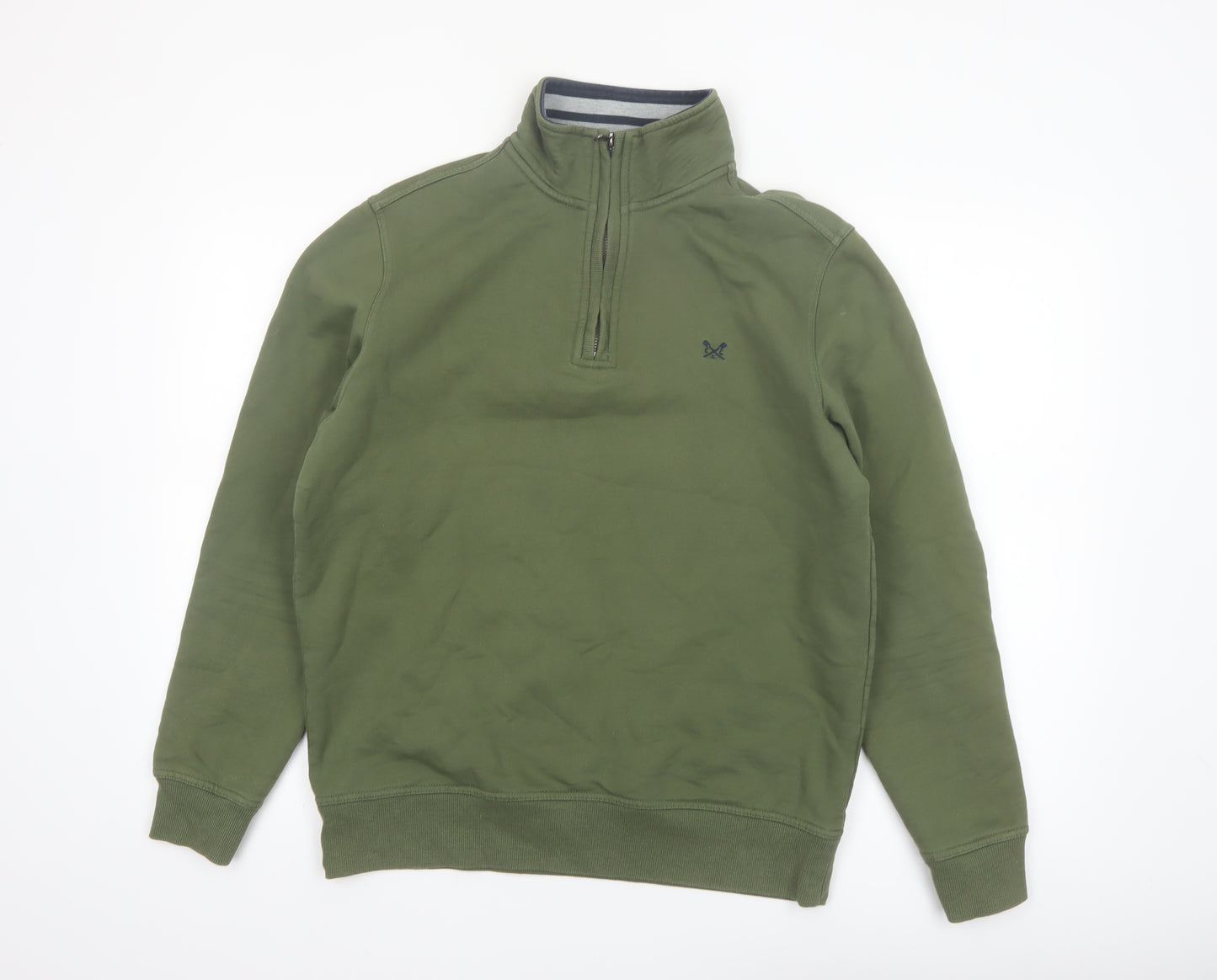 Crew Clothing Company Men's Green 1/4 Zip Sweatshirt M Regular Fit