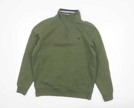 Crew Clothing Company Men's Green 1/4 Zip Sweatshirt M Regular Fit