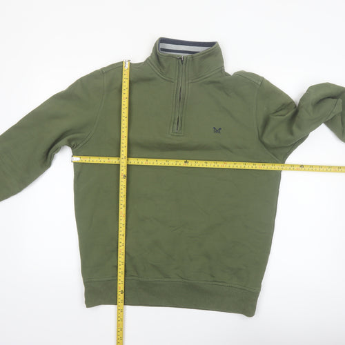 Crew Clothing Company Men's Green 1/4 Zip Sweatshirt M Regular Fit