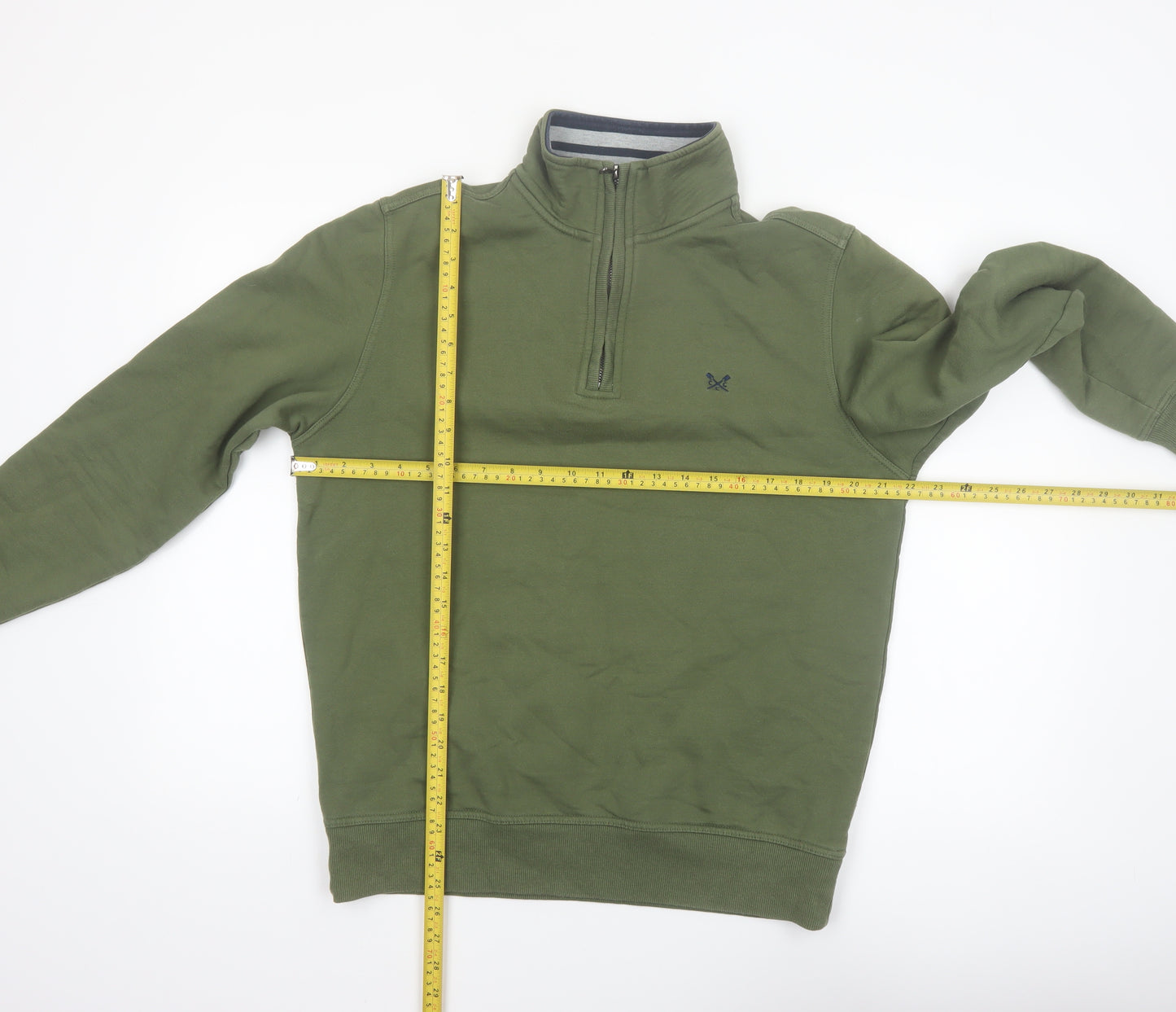 Crew Clothing Company Men's Green 1/4 Zip Sweatshirt M Regular Fit