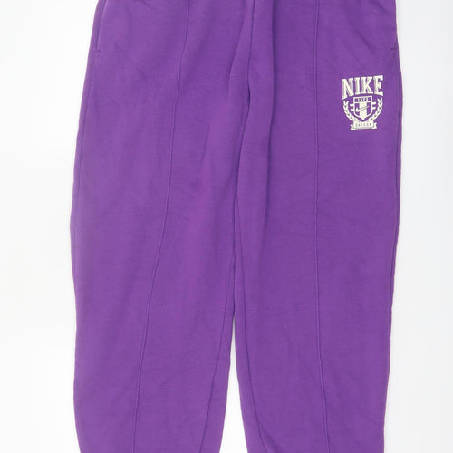 Nike Men's Purple Fleece Sweatpants L Regular Fit Logo Casual