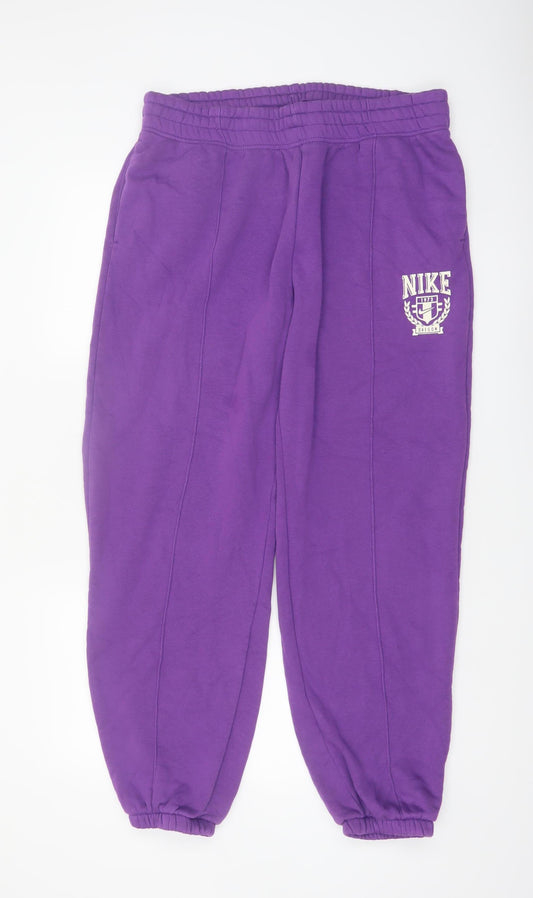 Nike Men's Purple Fleece Sweatpants L Regular Fit Logo Casual