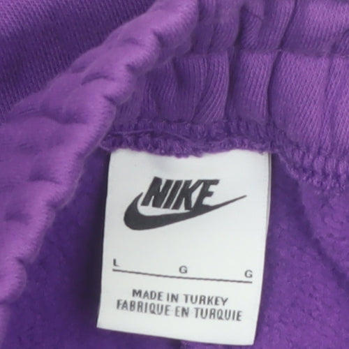 Nike Men's Purple Fleece Sweatpants L Regular Fit Logo Casual