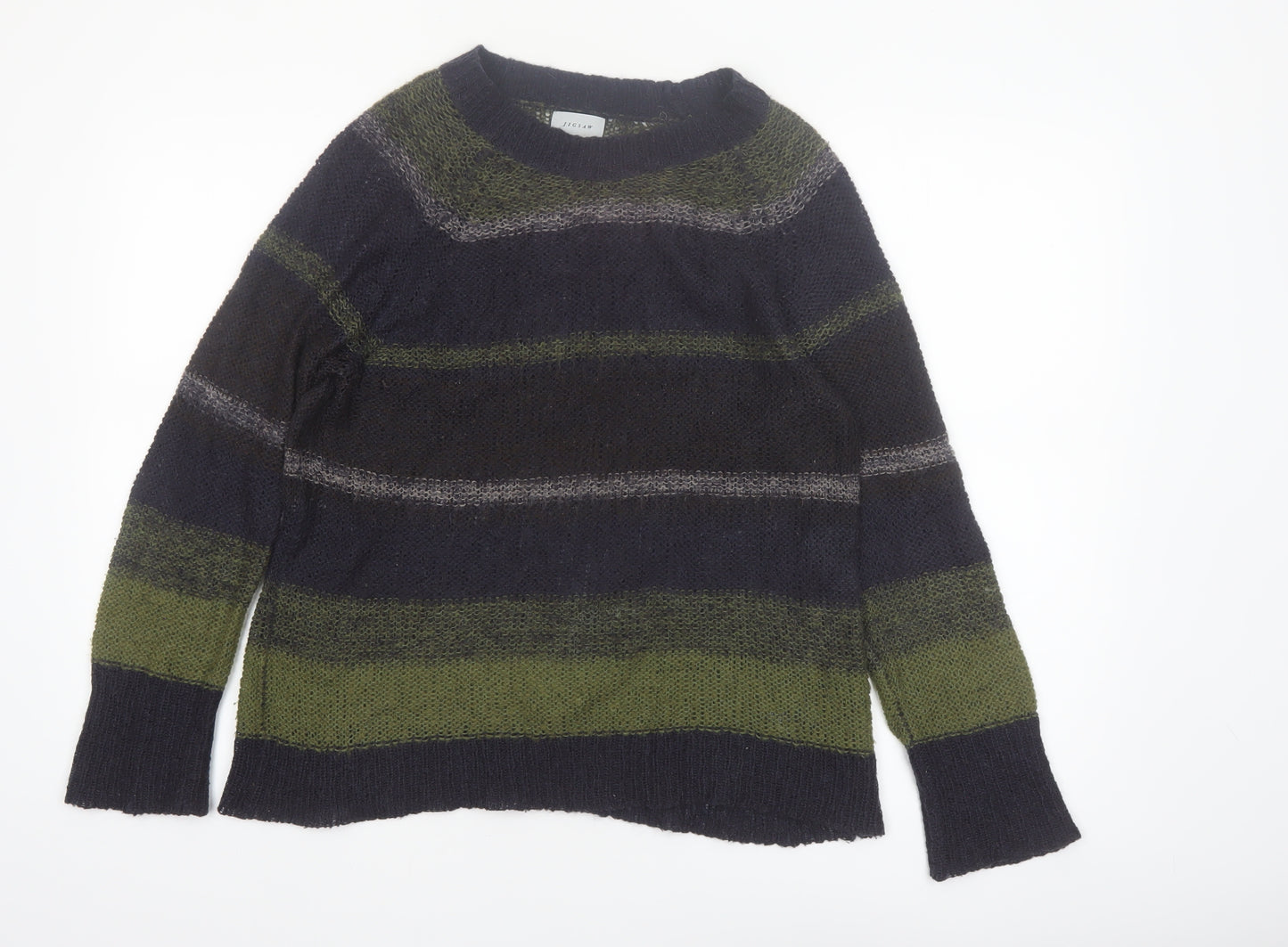 Jigsaw Women Multicoloured Striped Wool Blend Knit Jumper Size S