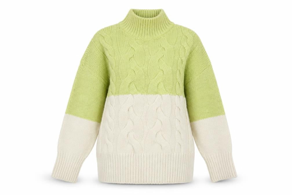 Front view of Next women’s green high neck cable-knit jumper m