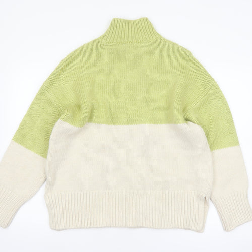Next Womens Green High Neck Cable-Knit Pullover Jumper M