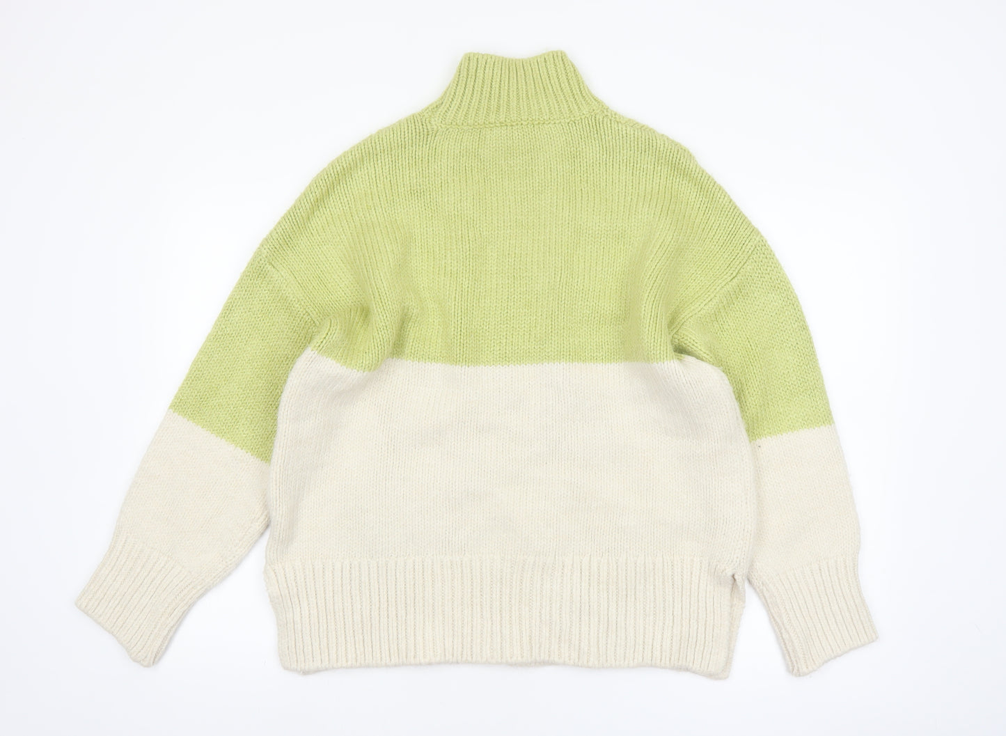 Next Womens Green High Neck Cable-Knit Pullover Jumper M