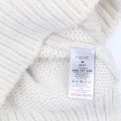 Next Womens Green High Neck Cable-Knit Pullover Jumper M