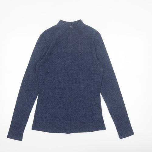 Next Womens Blue Mock Neck Long Sleeve Slim Fit Jumper UK 12