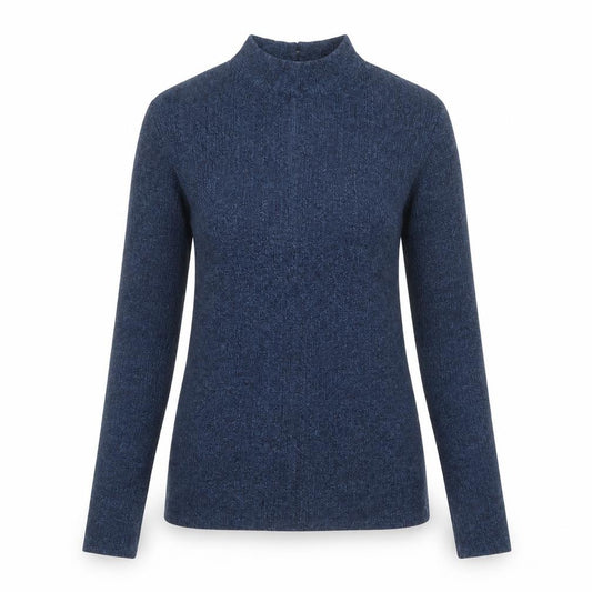 Front view of Next women’s blue mock neck long sleeve slim fit jumper uk 12