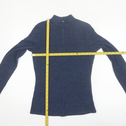 Next Womens Blue Mock Neck Long Sleeve Slim Fit Jumper UK 12