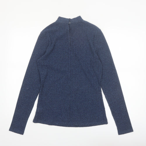 Next Womens Blue Mock Neck Long Sleeve Slim Fit Jumper UK 12