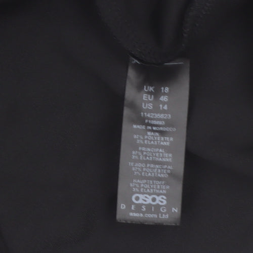 ASOS Design Women’s Black Wrap Dress Long Sleeve Size 18