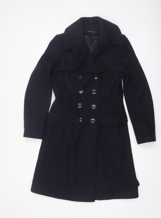 St. Bernard Women’s Black Wool Blend Double Breasted Long Pea Coat Size 10