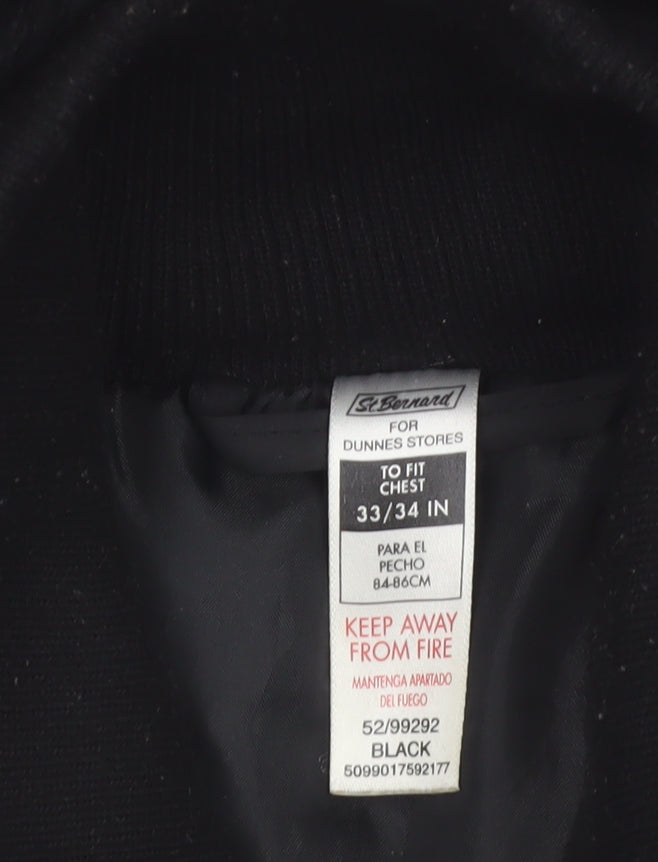 St. Bernard Women’s Black Hooded Puffer Jacket Size 8 Faux Fur Trim