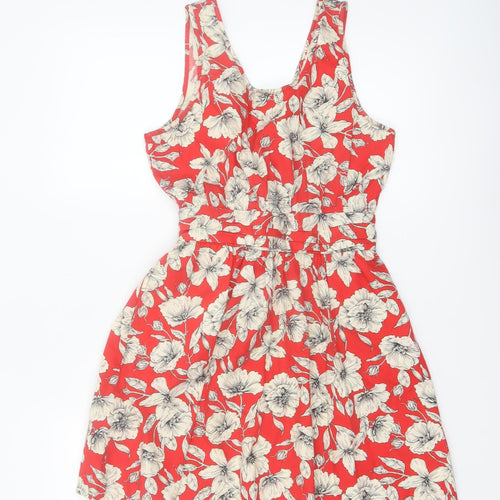 Forever 21 Women’s Red Floral A-Line Sleeveless Cotton Dress Size S