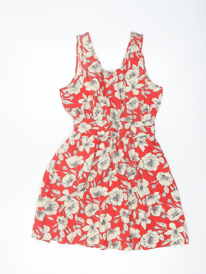 Forever 21 Women’s Red Floral A-Line Sleeveless Cotton Dress Size S