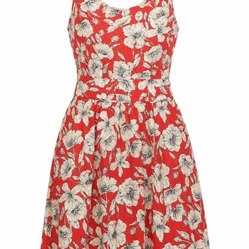 Forever 21 Women’s Red Floral A-Line Sleeveless Cotton Dress Size S