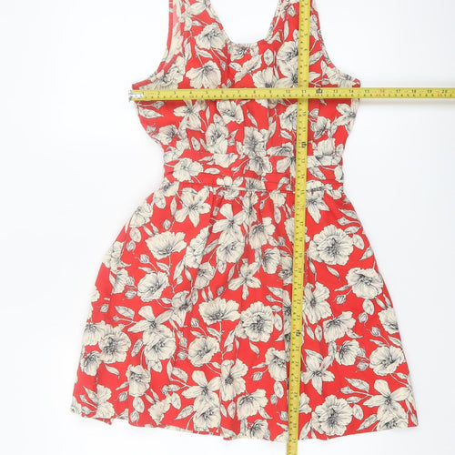 Forever 21 Women’s Red Floral A-Line Sleeveless Cotton Dress Size S